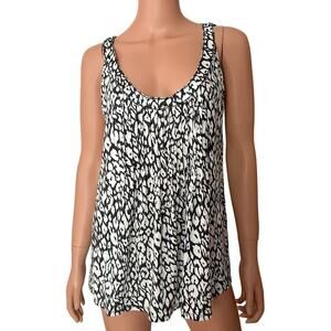 Michael Kors Black White Abstract Cheetah Print Scoop Neck Tank Top NWT